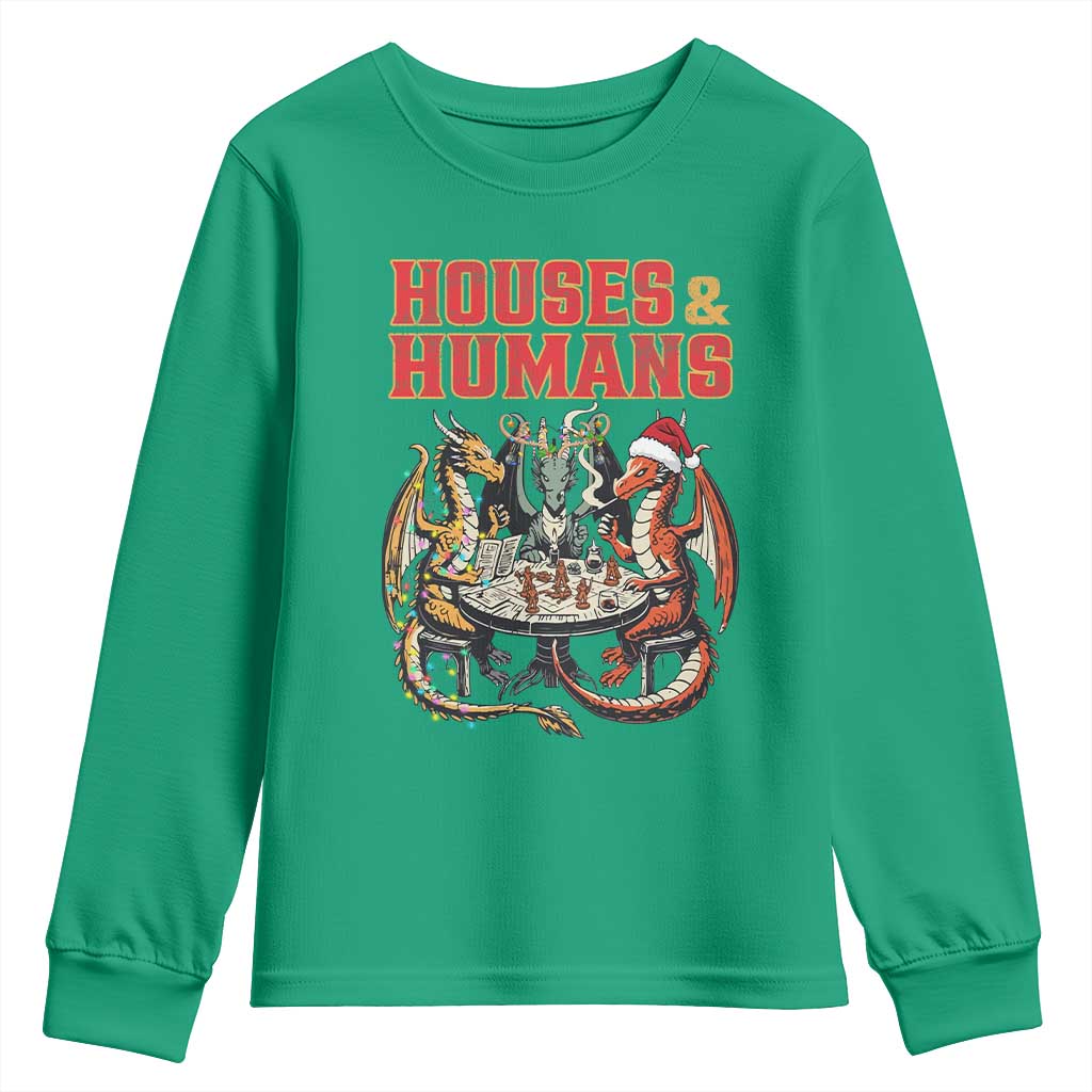Funny Rpg Christmas Game Youth Sweatshirt Houses And Humans Tabletop Game Xmas Dragon - Wonder Print Shop