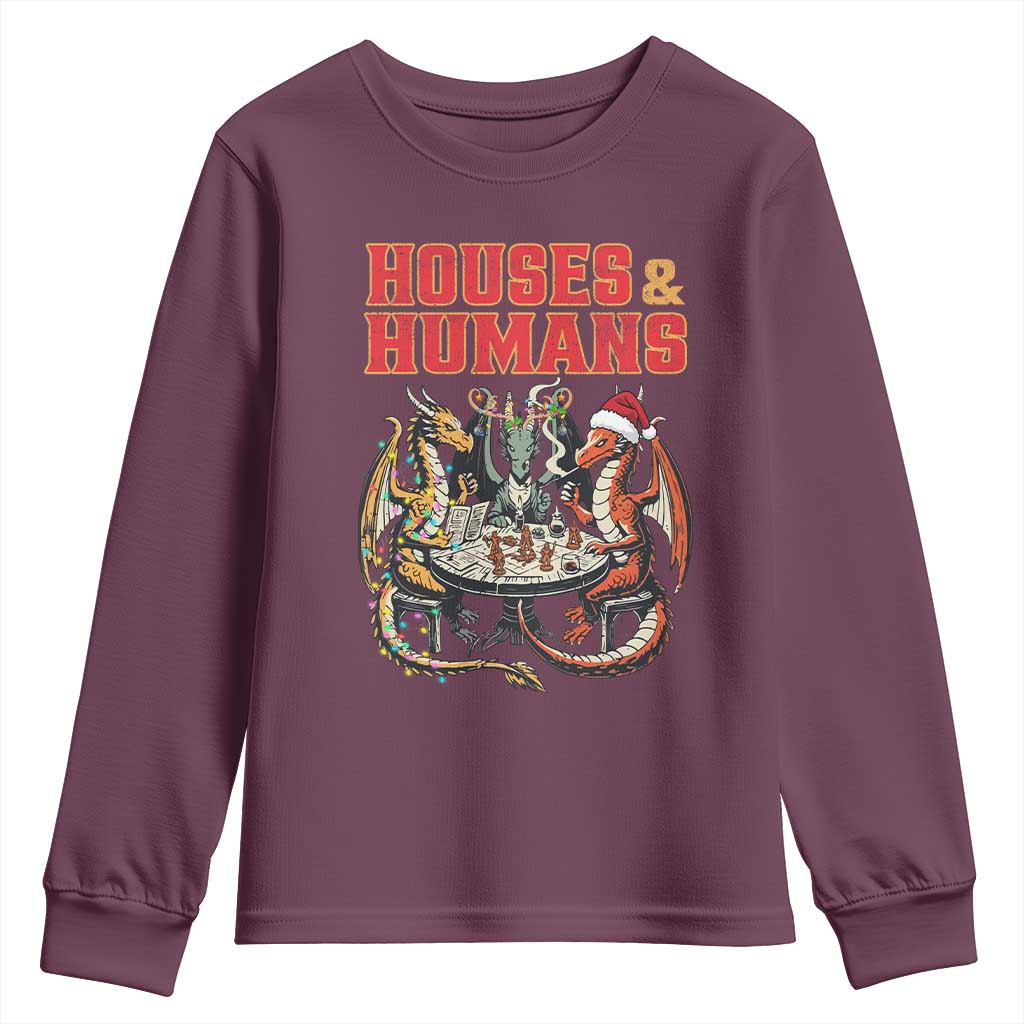 Funny Rpg Christmas Game Youth Sweatshirt Houses And Humans Tabletop Game Xmas Dragon - Wonder Print Shop