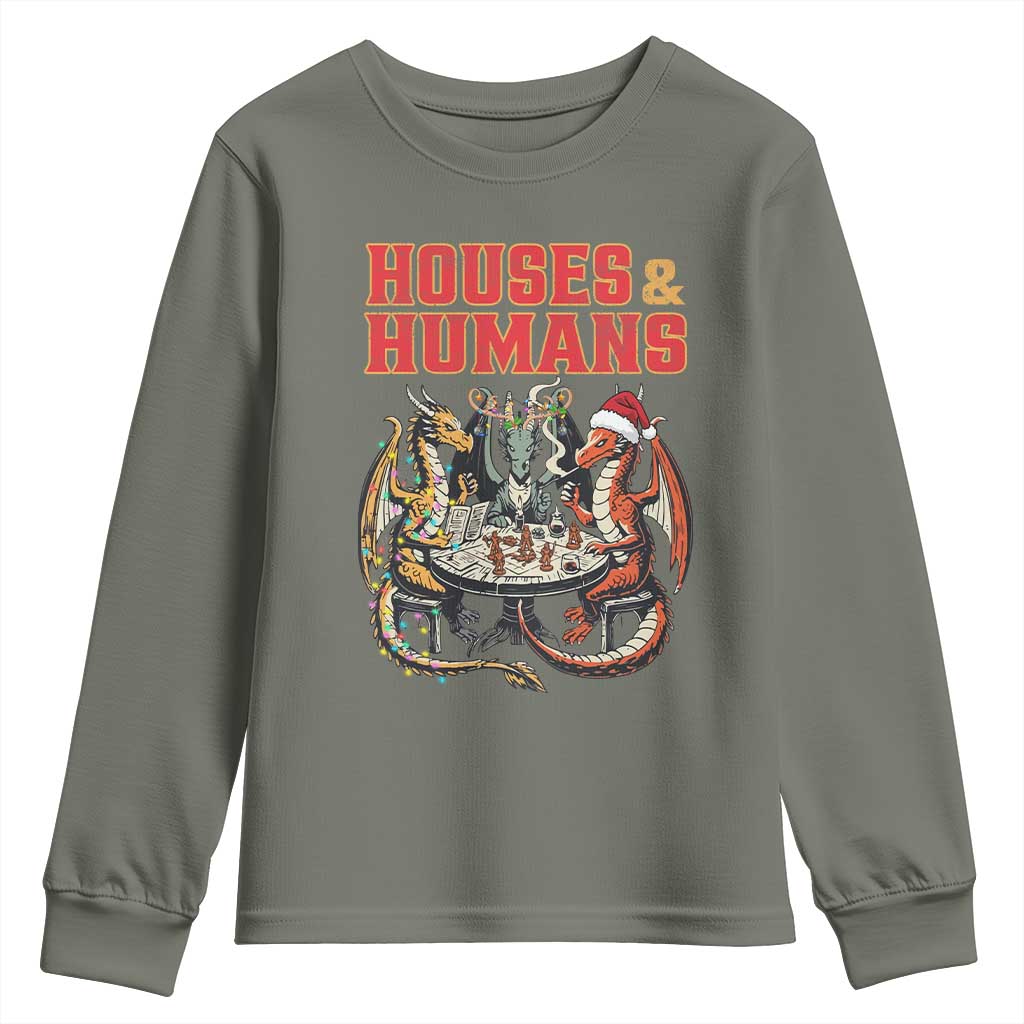 Funny Rpg Christmas Game Youth Sweatshirt Houses And Humans Tabletop Game Xmas Dragon - Wonder Print Shop