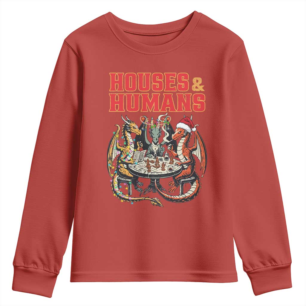 Funny Rpg Christmas Game Youth Sweatshirt Houses And Humans Tabletop Game Xmas Dragon - Wonder Print Shop