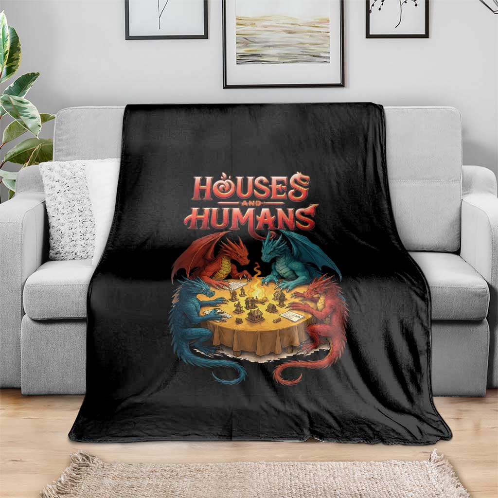 Gaming Houses and Humans Throw Blanket Funny Rpg Parody Gamer - Wonder Print Shop