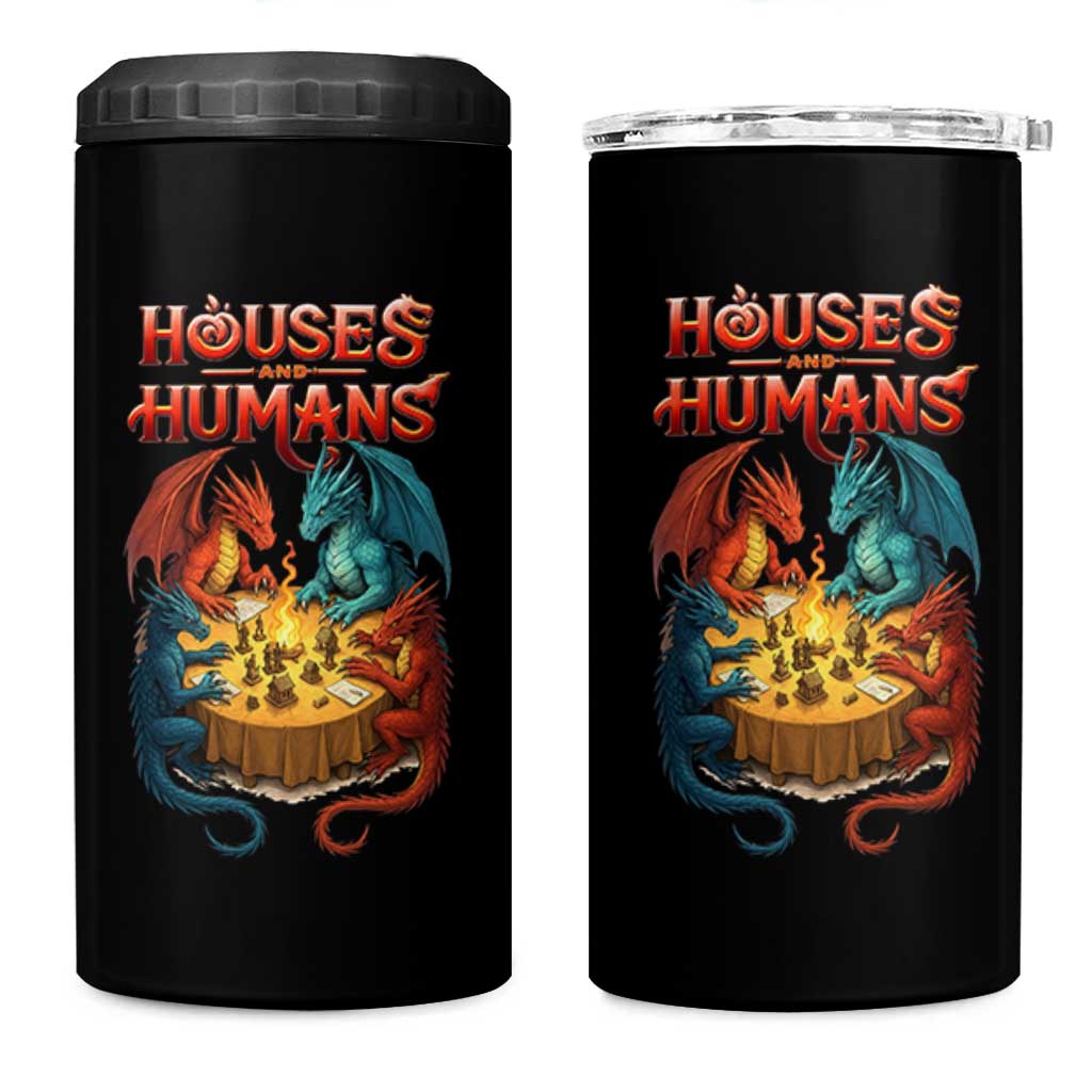 Gaming Houses and Humans 4 in 1 Can Cooler Tumbler Funny Rpg Parody Gamer - Wonder Print Shop