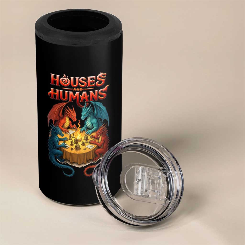 Gaming Houses and Humans 4 in 1 Can Cooler Tumbler Funny Rpg Parody Gamer - Wonder Print Shop