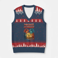 Gaming Houses and Humans V-Neck Knit Sweater Vest Funny Rpg Parody Gamer - Wonder Print Shop