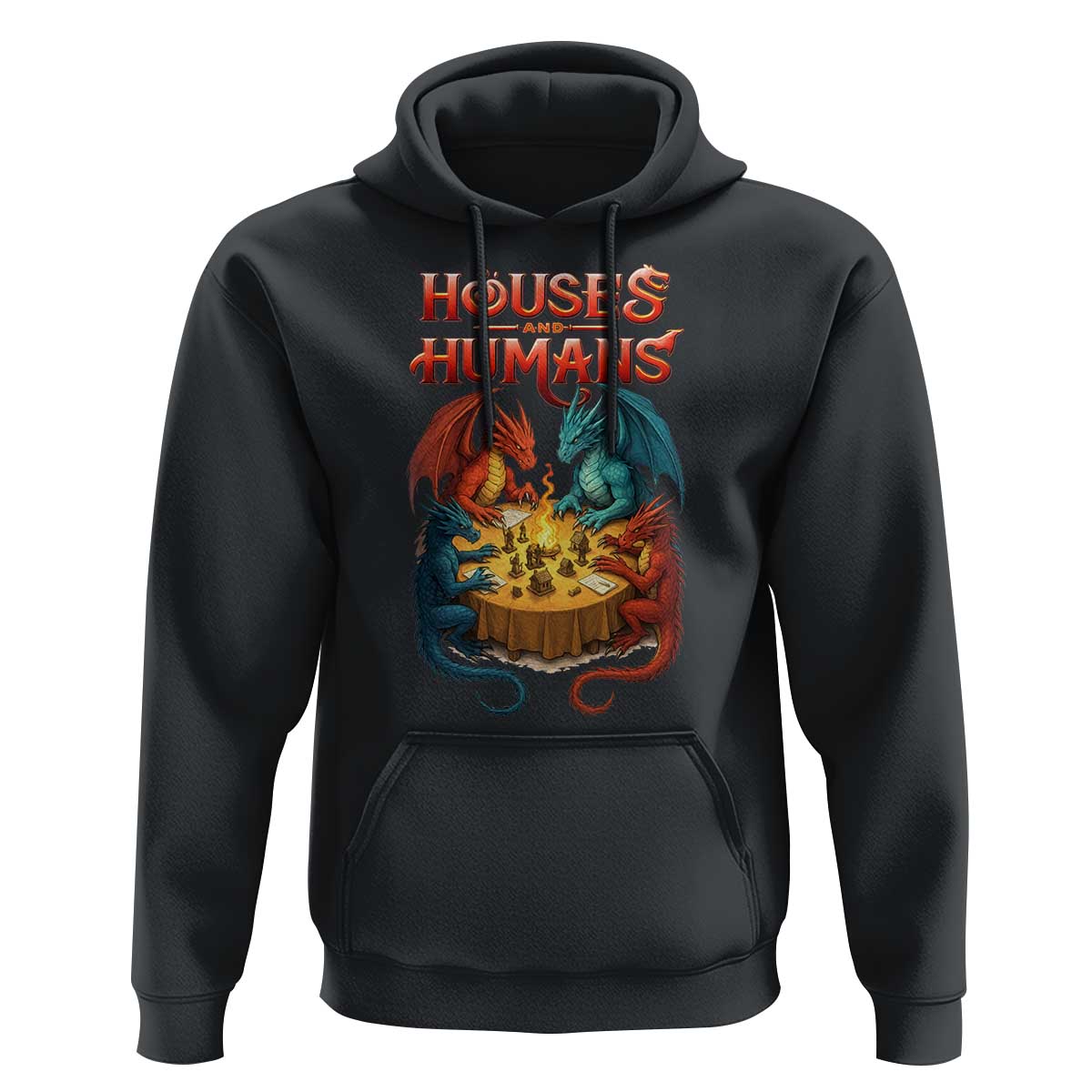 Gaming Houses and Humans Hoodie Funny Rpg Parody Gamer - Wonder Print Shop