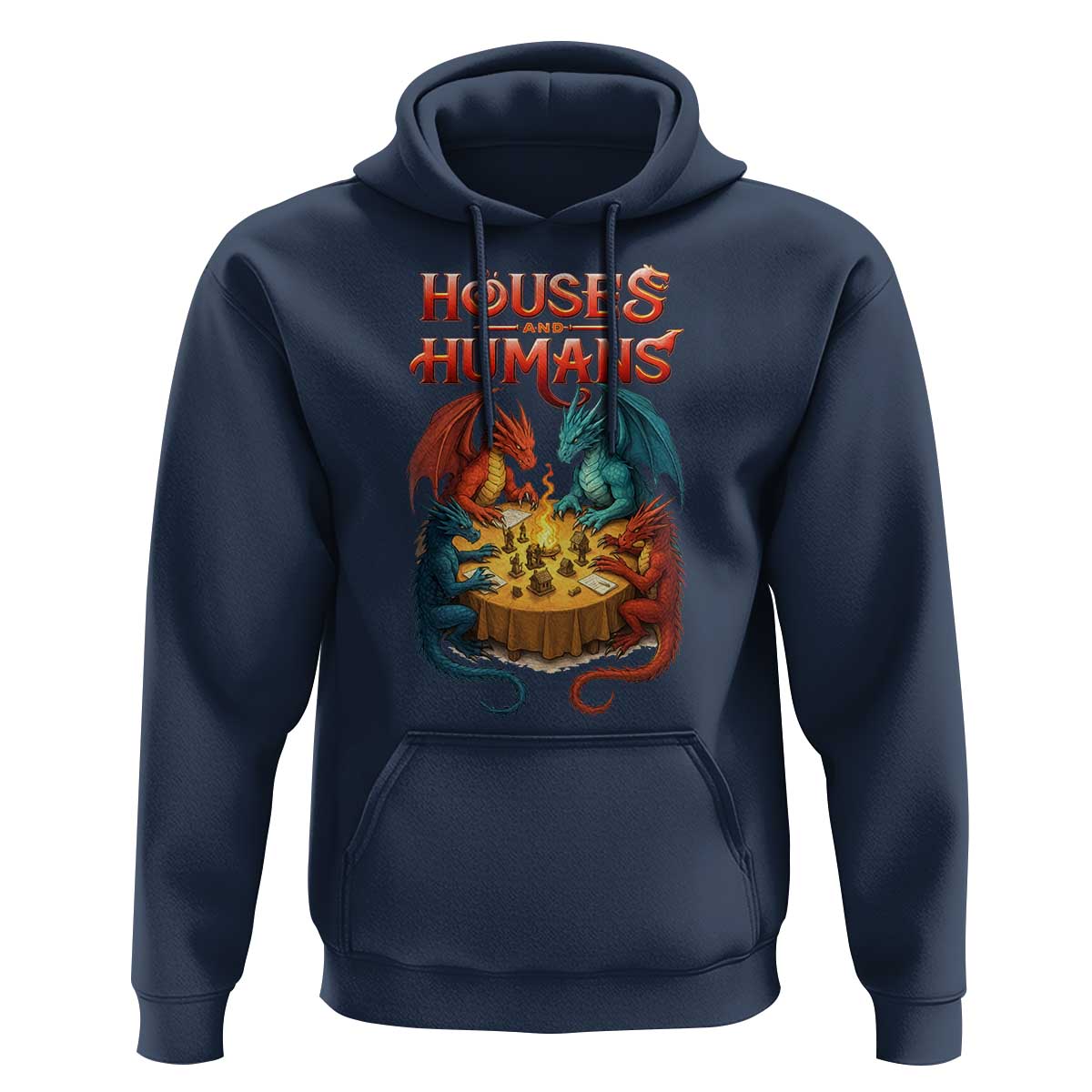 Gaming Houses and Humans Hoodie Funny Rpg Parody Gamer - Wonder Print Shop