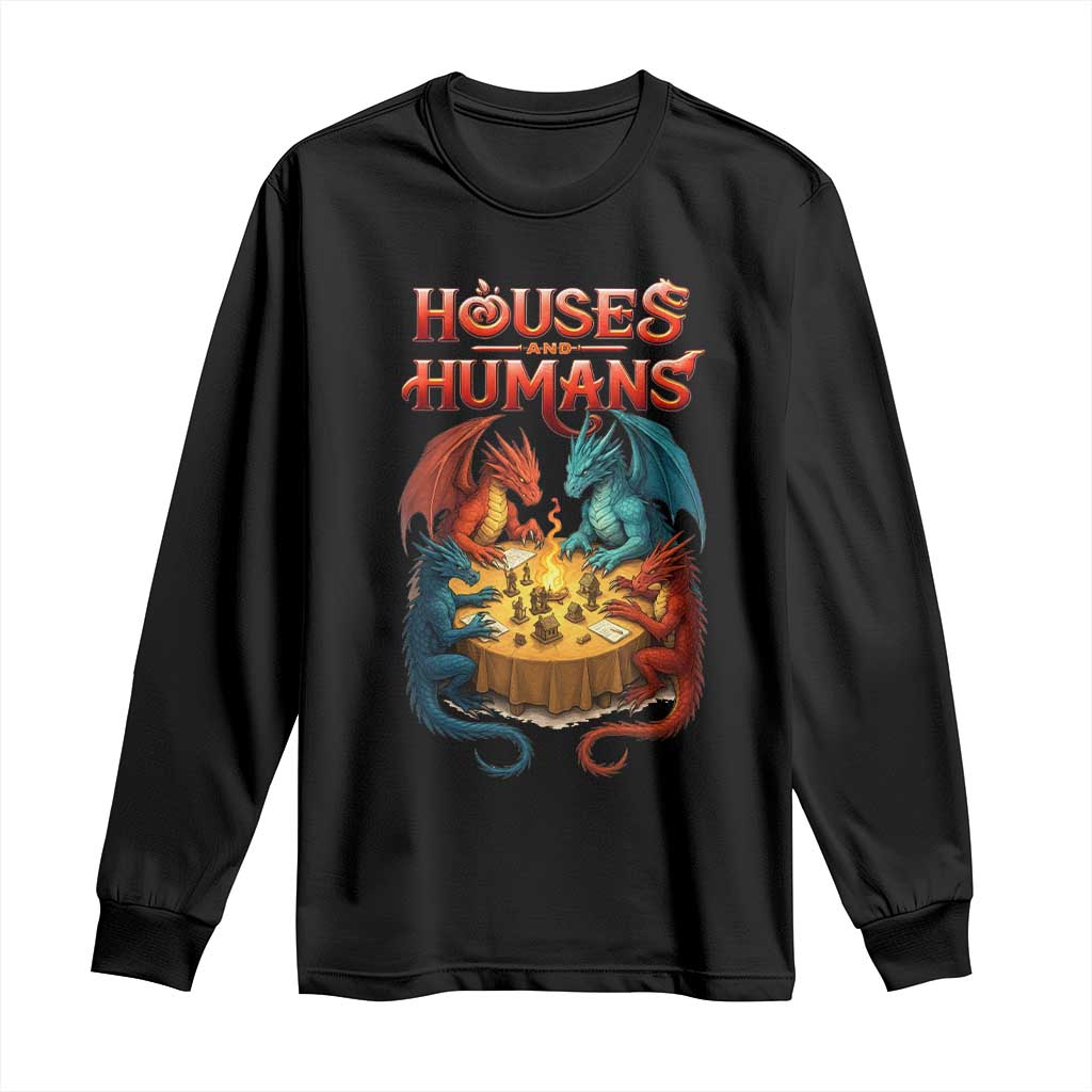 Gaming Houses and Humans Long Sleeve Shirt Funny Rpg Parody Gamer - Wonder Print Shop