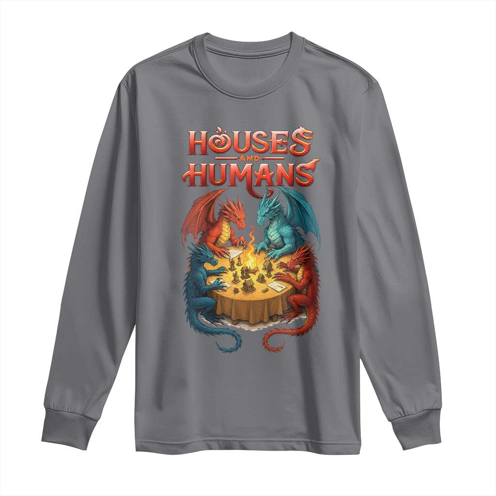 Gaming Houses and Humans Long Sleeve Shirt Funny Rpg Parody Gamer - Wonder Print Shop