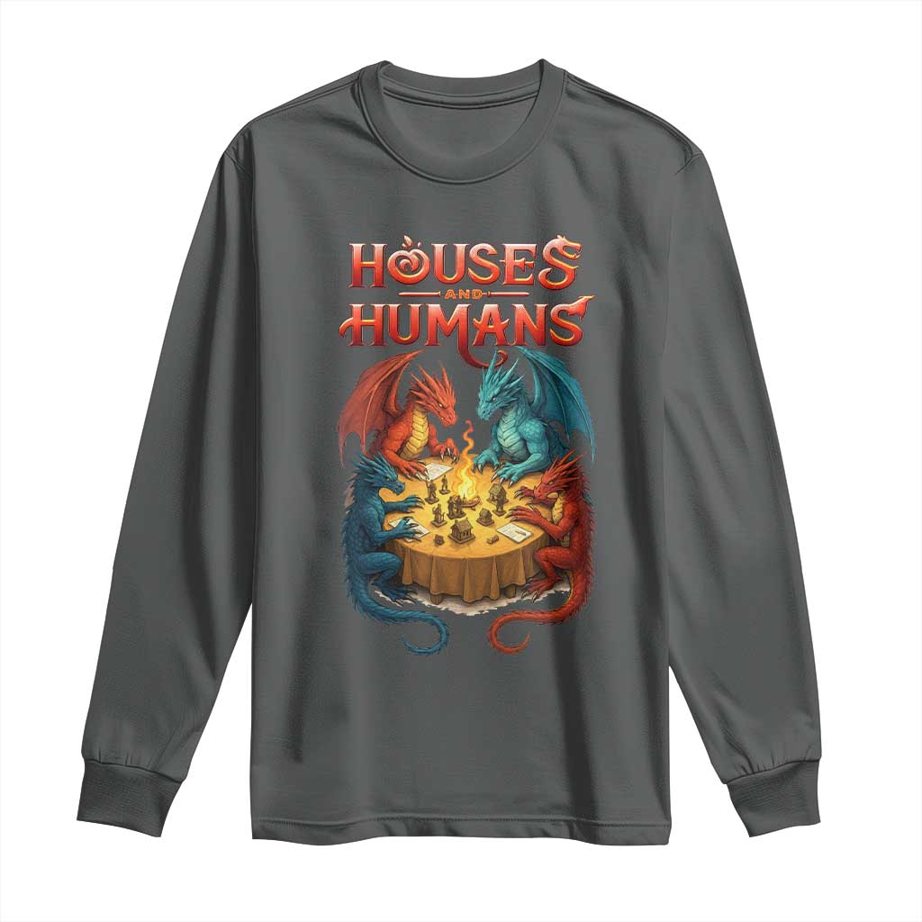 Gaming Houses and Humans Long Sleeve Shirt Funny Rpg Parody Gamer - Wonder Print Shop