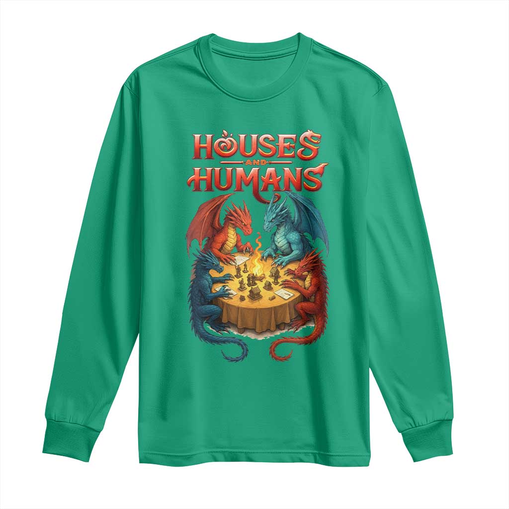 Gaming Houses and Humans Long Sleeve Shirt Funny Rpg Parody Gamer - Wonder Print Shop