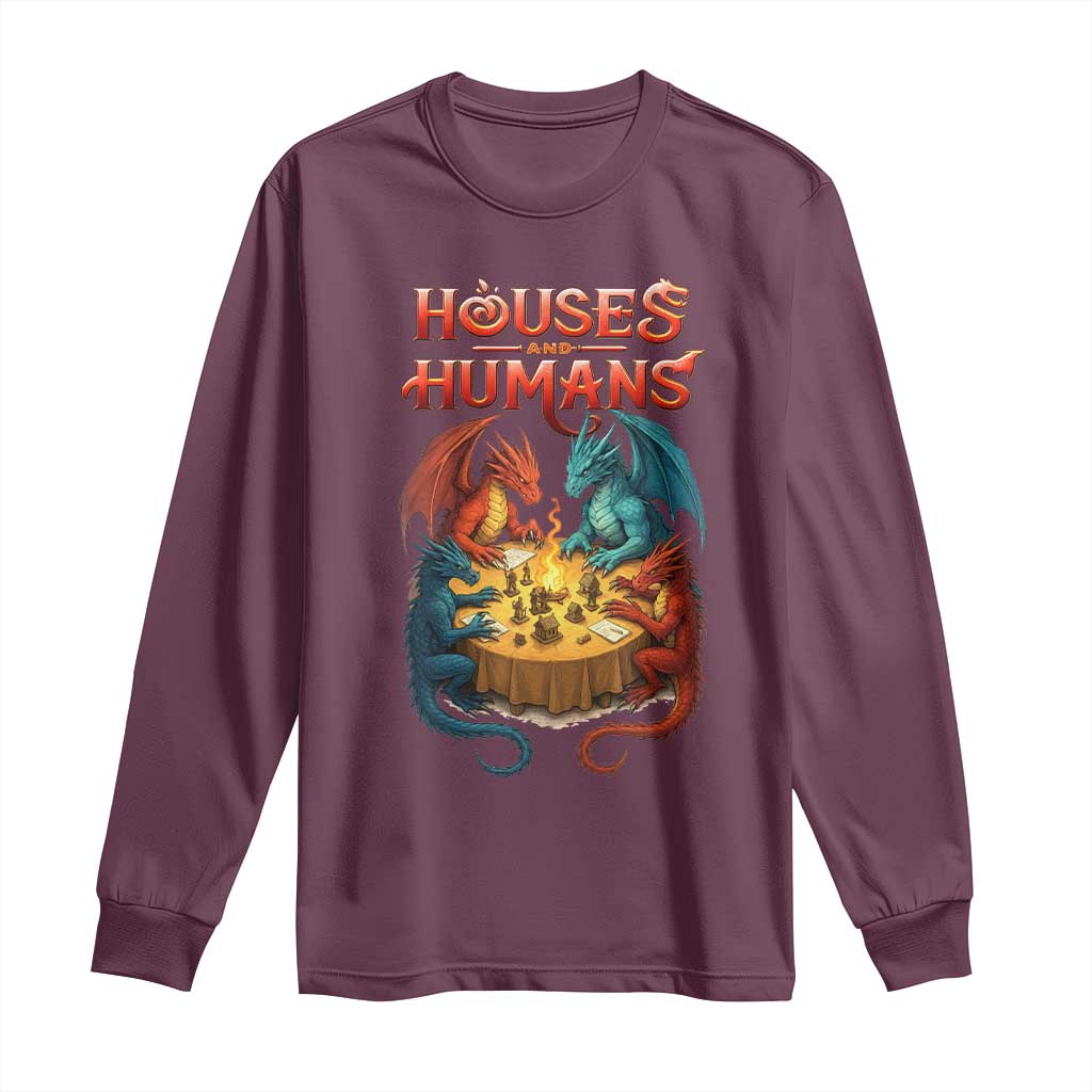 Gaming Houses and Humans Long Sleeve Shirt Funny Rpg Parody Gamer - Wonder Print Shop