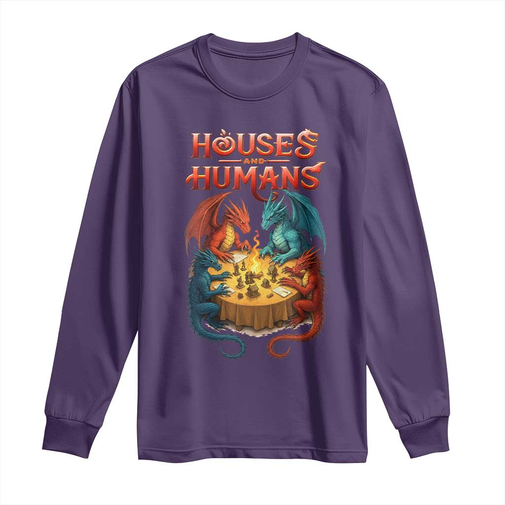 Gaming Houses and Humans Long Sleeve Shirt Funny Rpg Parody Gamer - Wonder Print Shop