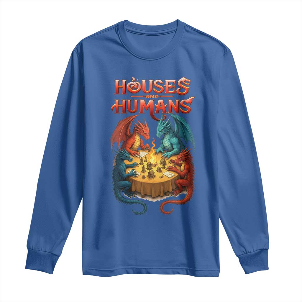 Gaming Houses and Humans Long Sleeve Shirt Funny Rpg Parody Gamer - Wonder Print Shop