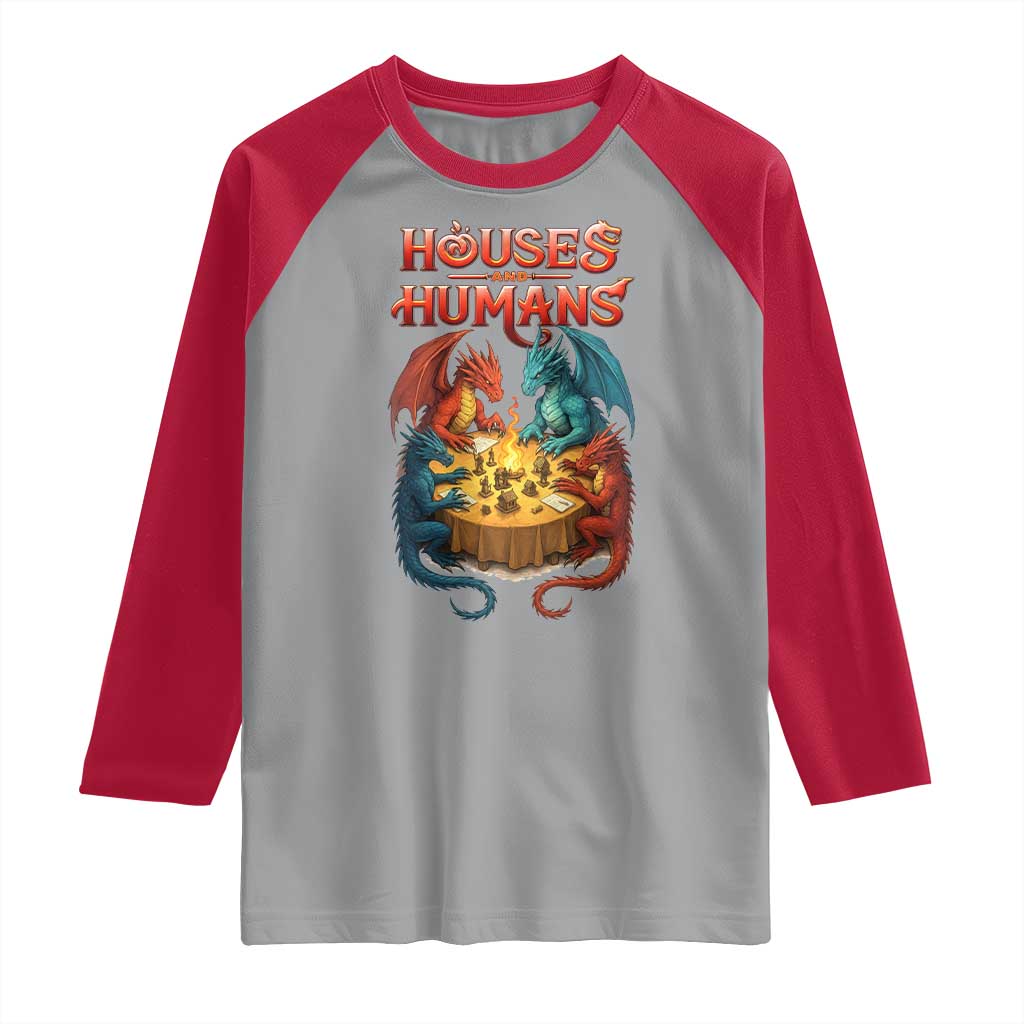 Gaming Houses and Humans Raglan Shirt Funny Rpg Parody Gamer - Wonder Print Shop