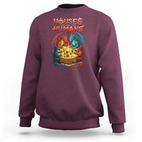 Gaming Houses and Humans Sweatshirt Funny Rpg Parody Gamer - Wonder Print Shop