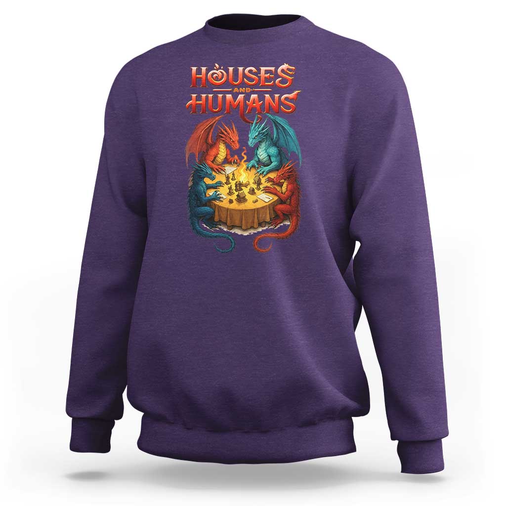 Gaming Houses and Humans Sweatshirt Funny Rpg Parody Gamer - Wonder Print Shop
