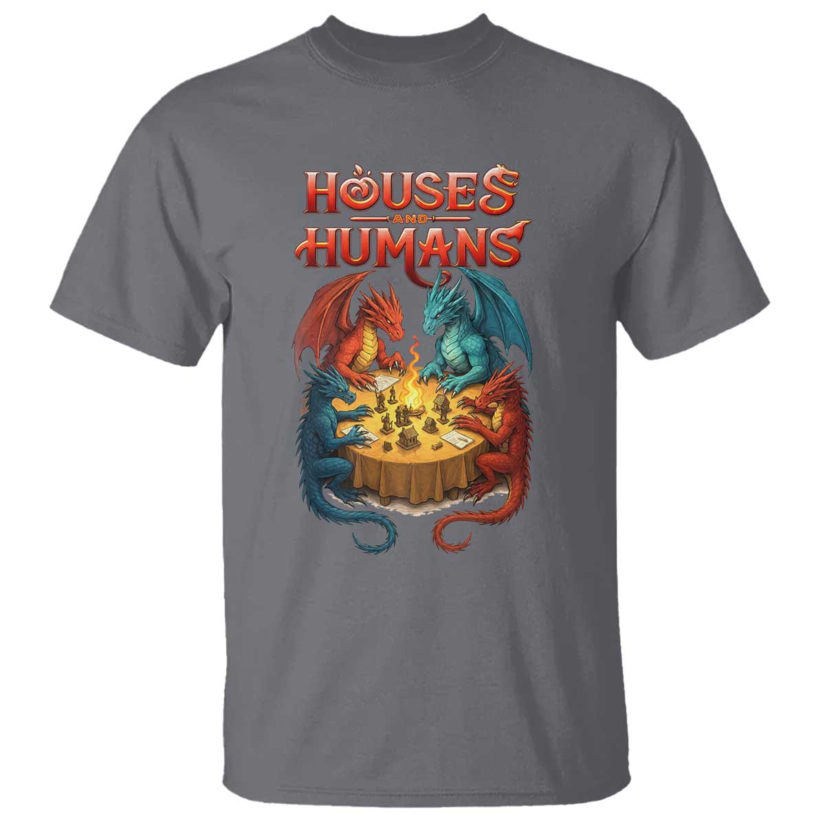 Gaming Houses and Humans T Shirt Funny Rpg Parody Gamer - Wonder Print Shop