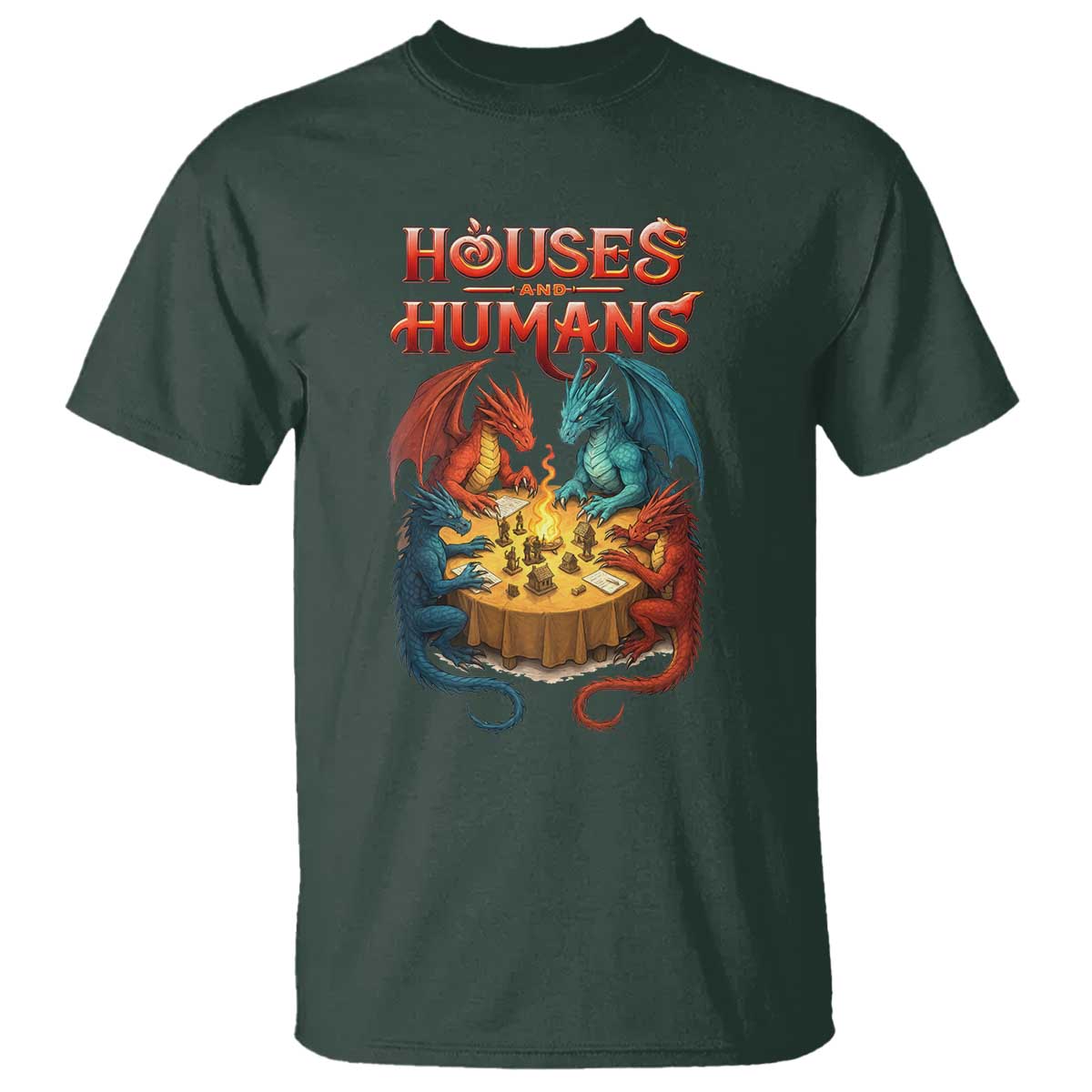 Gaming Houses and Humans T Shirt Funny Rpg Parody Gamer - Wonder Print Shop