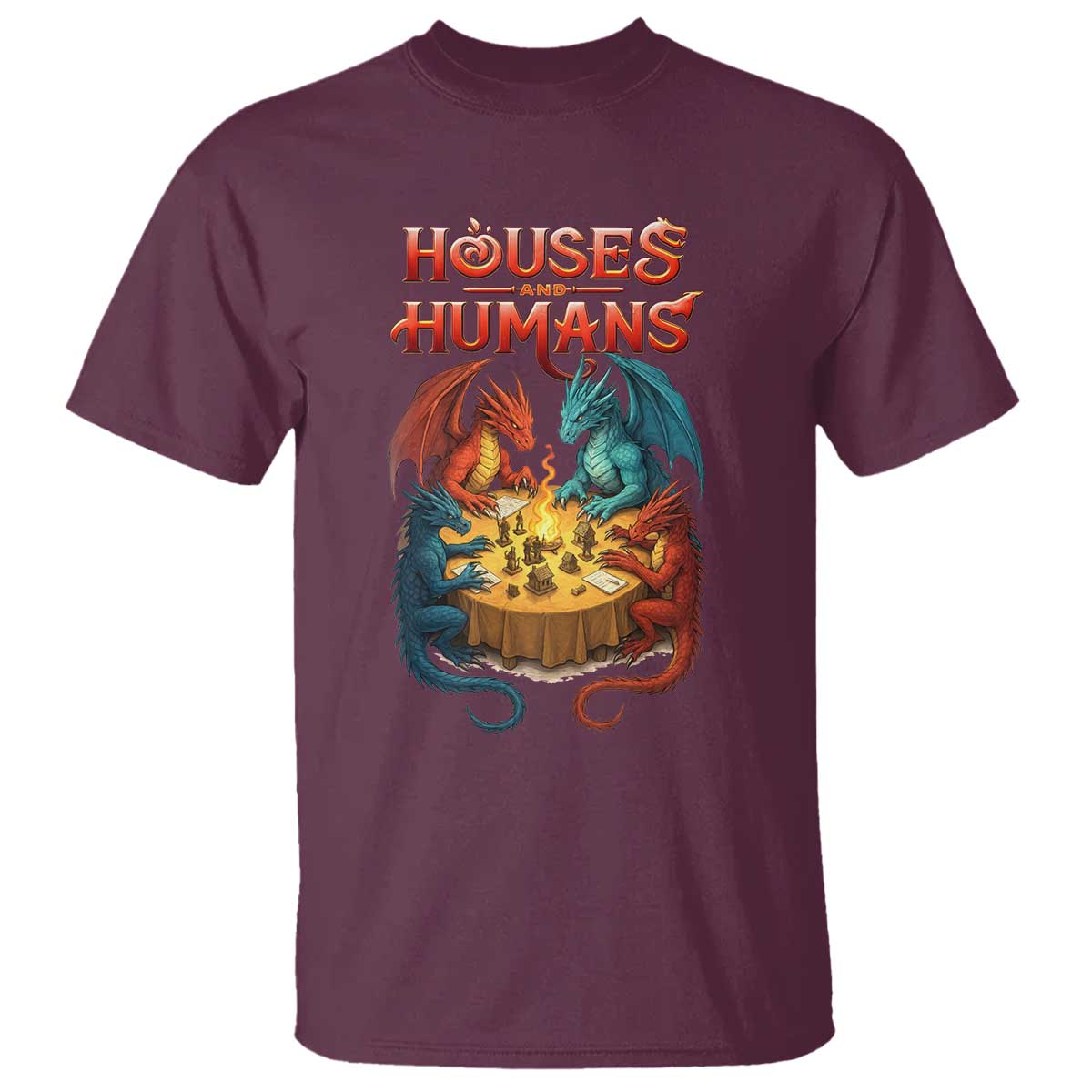 Gaming Houses and Humans T Shirt Funny Rpg Parody Gamer - Wonder Print Shop