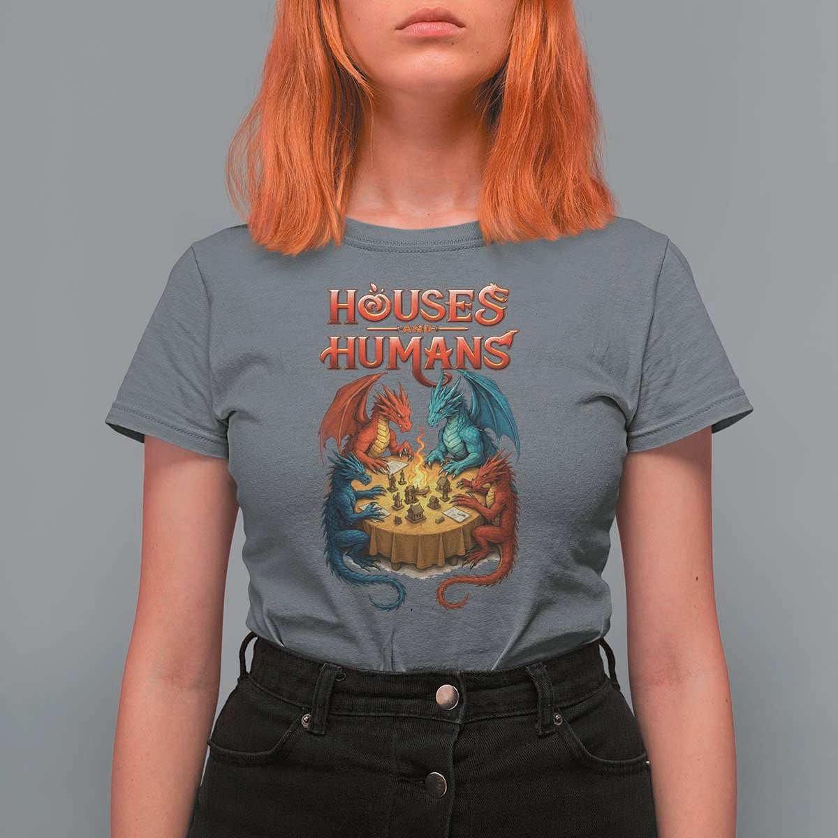 Gaming Houses and Humans T Shirt For Women Funny Rpg Parody Gamer - Wonder Print Shop