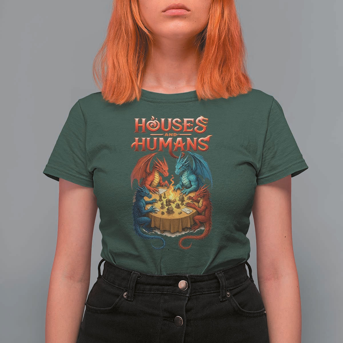 Gaming Houses and Humans T Shirt For Women Funny Rpg Parody Gamer - Wonder Print Shop