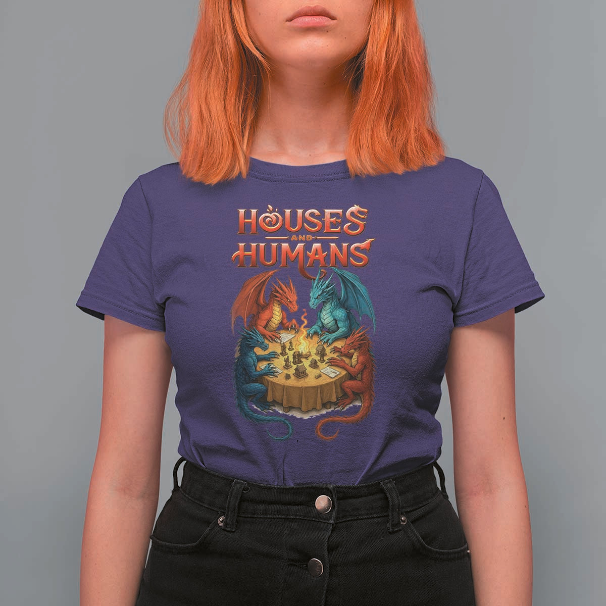 Gaming Houses and Humans T Shirt For Women Funny Rpg Parody Gamer - Wonder Print Shop