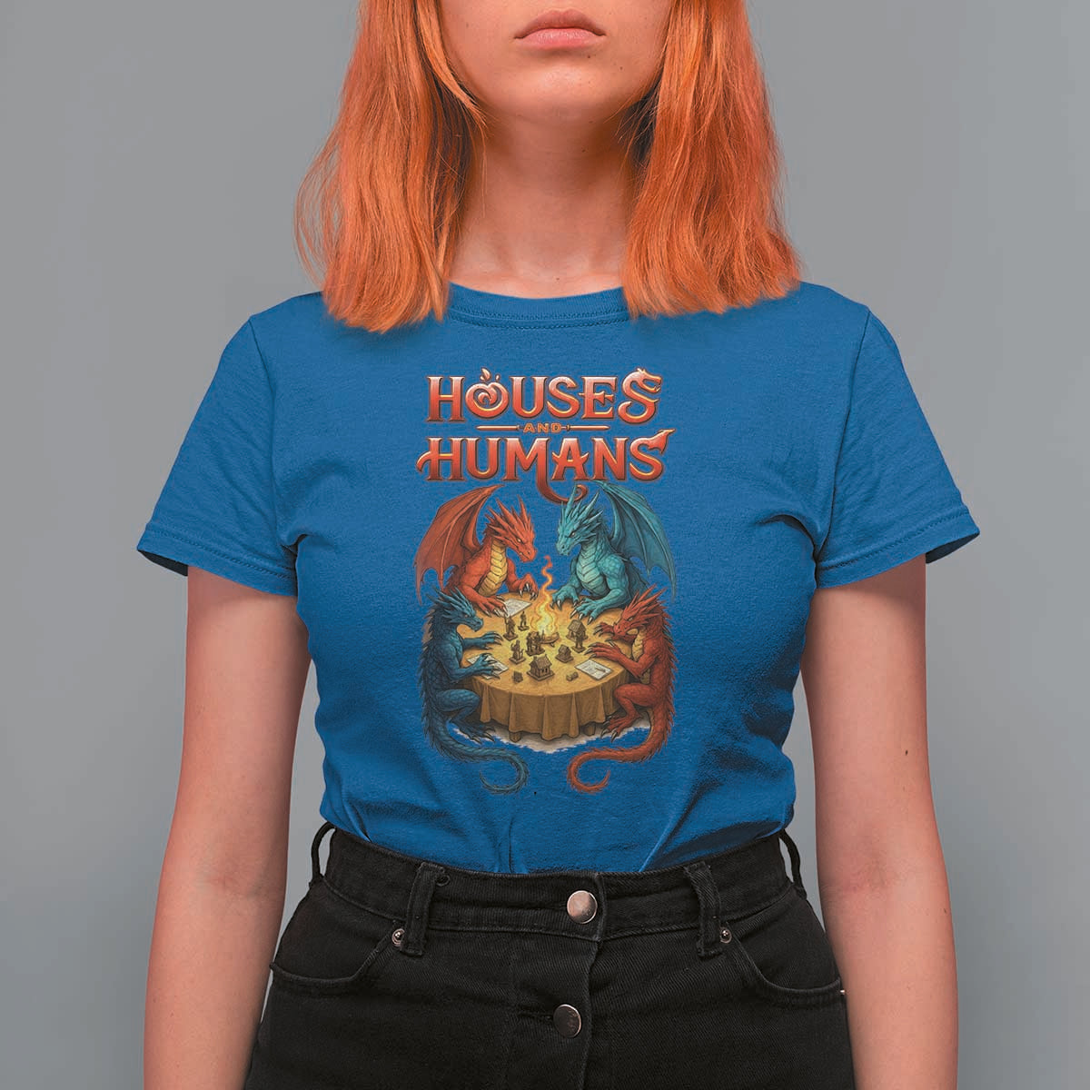 Gaming Houses and Humans T Shirt For Women Funny Rpg Parody Gamer - Wonder Print Shop