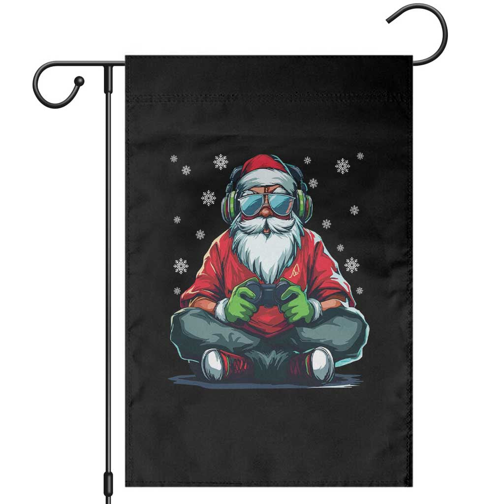 Funny Christmas Gamer Santa Claus Game Controller Garden Flag - Wonder Print Shop