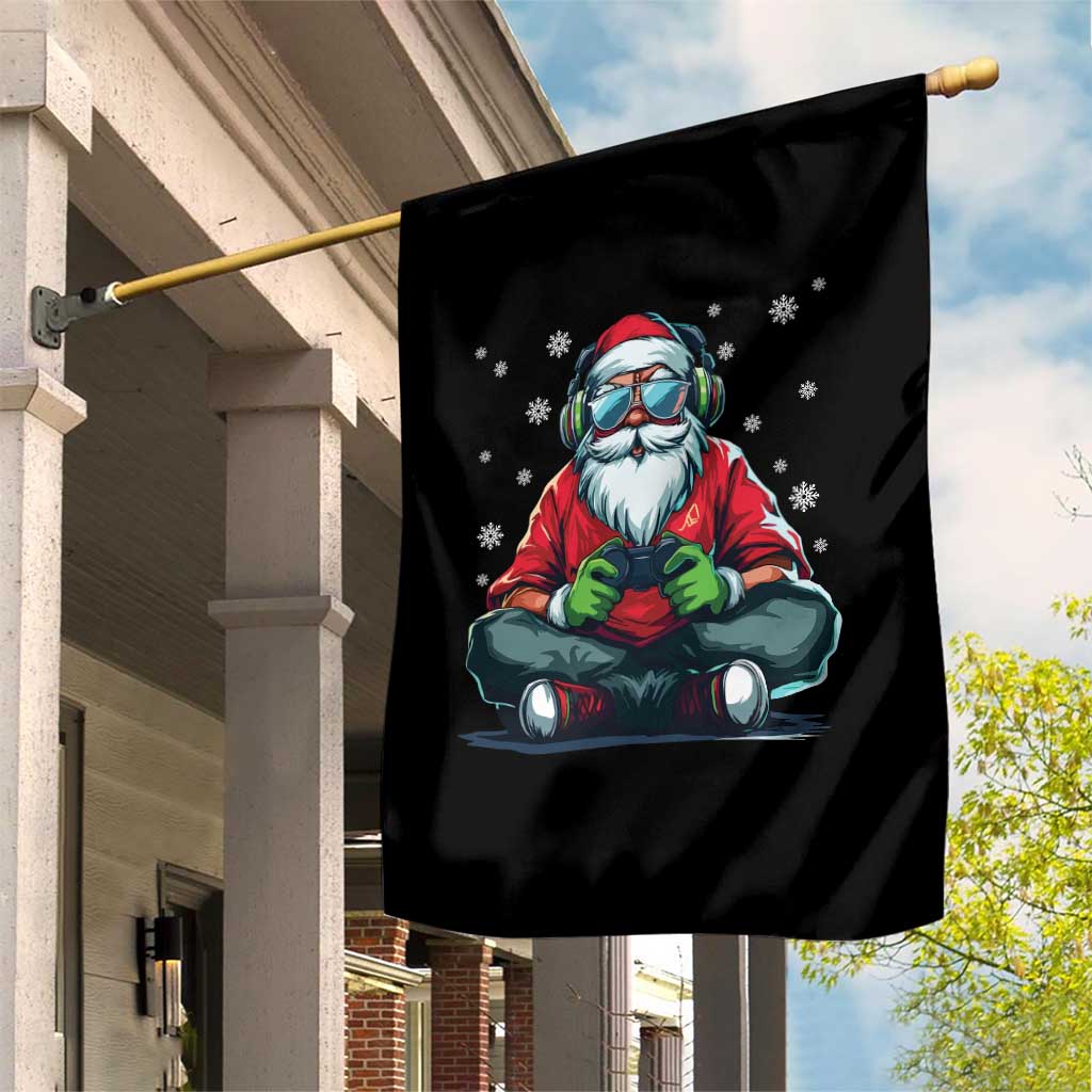 Funny Christmas Gamer Santa Claus Game Controller Garden Flag - Wonder Print Shop