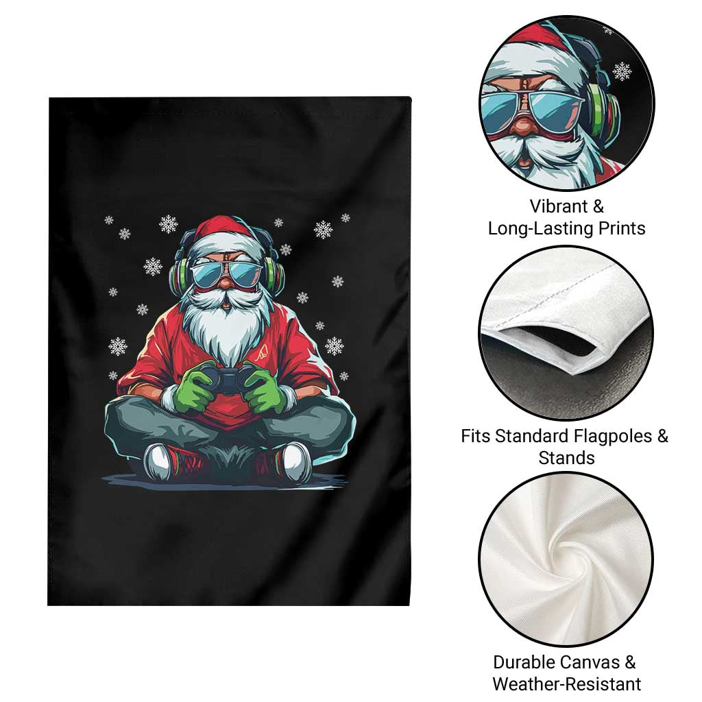 Funny Christmas Gamer Santa Claus Game Controller Garden Flag - Wonder Print Shop