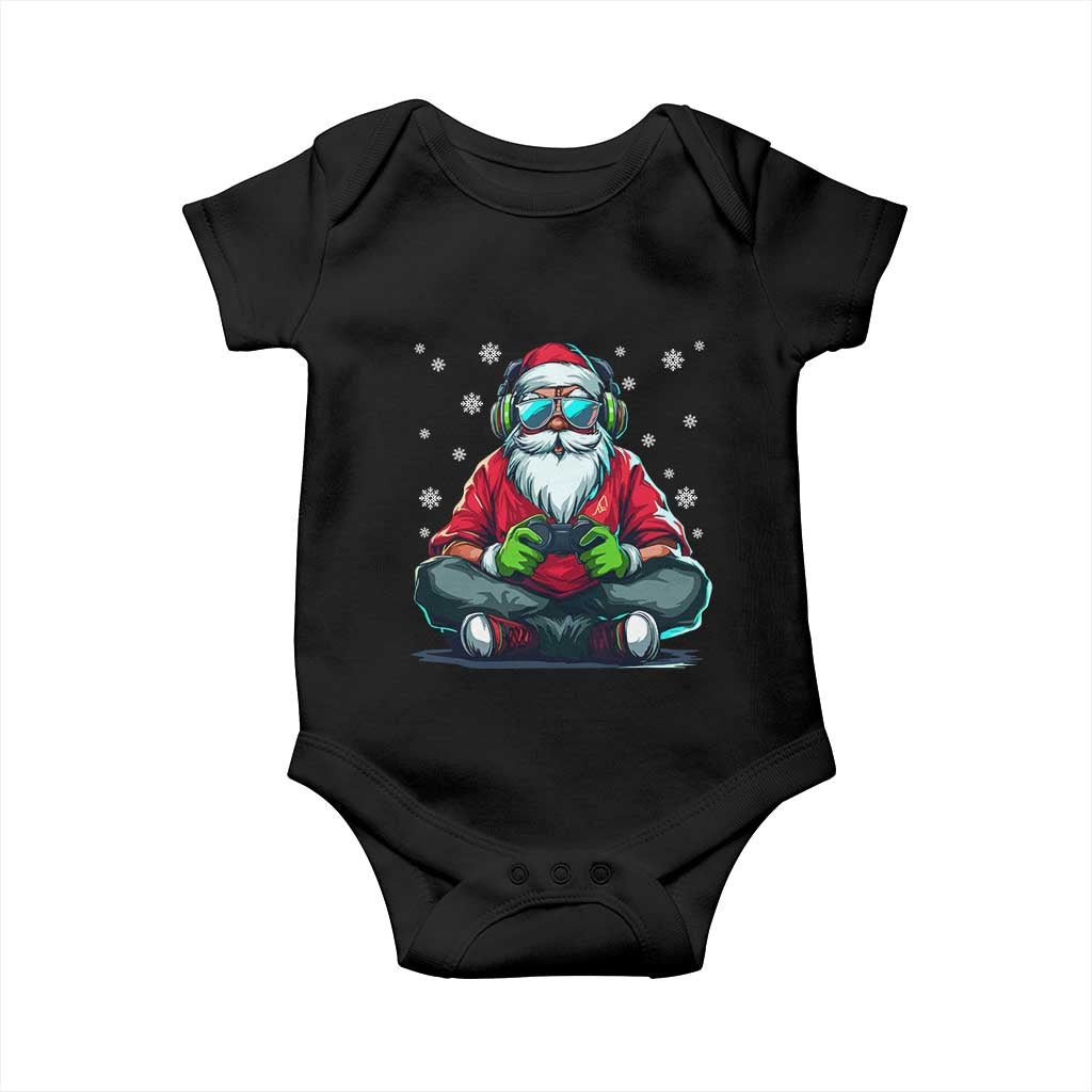 Funny Christmas Gamer Santa Claus Game Controller Baby Onesie - Wonder Print Shop