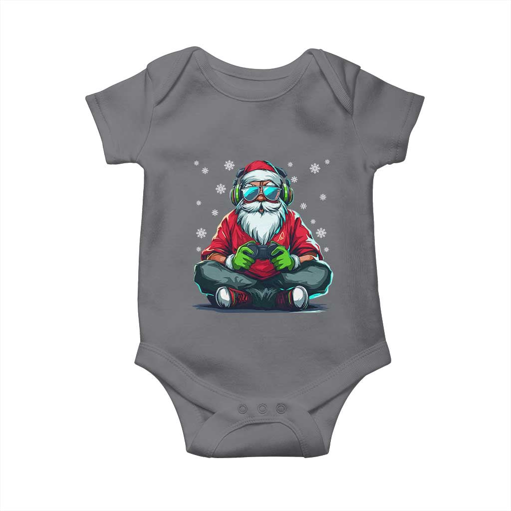 Funny Christmas Gamer Santa Claus Game Controller Baby Onesie - Wonder Print Shop