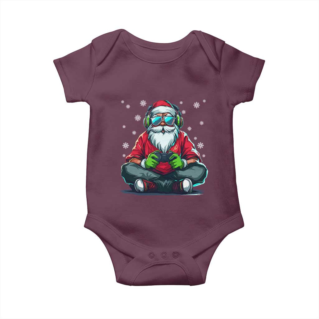 Funny Christmas Gamer Santa Claus Game Controller Baby Onesie - Wonder Print Shop