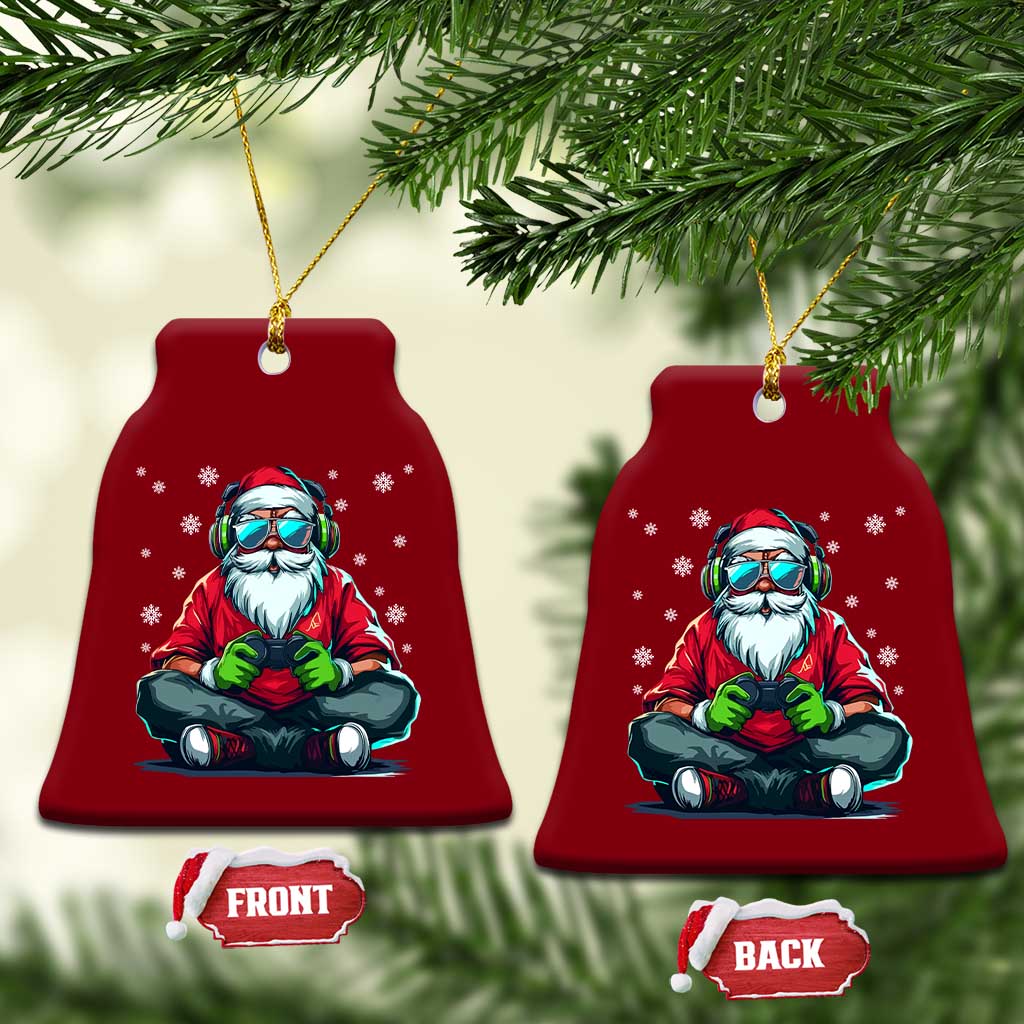 Funny Christmas Gamer Santa Claus Game Controller Ceramic Ornament - Wonder Print Shop