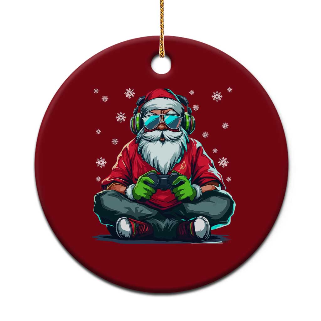 Funny Christmas Gamer Santa Claus Game Controller Ceramic Ornament - Wonder Print Shop