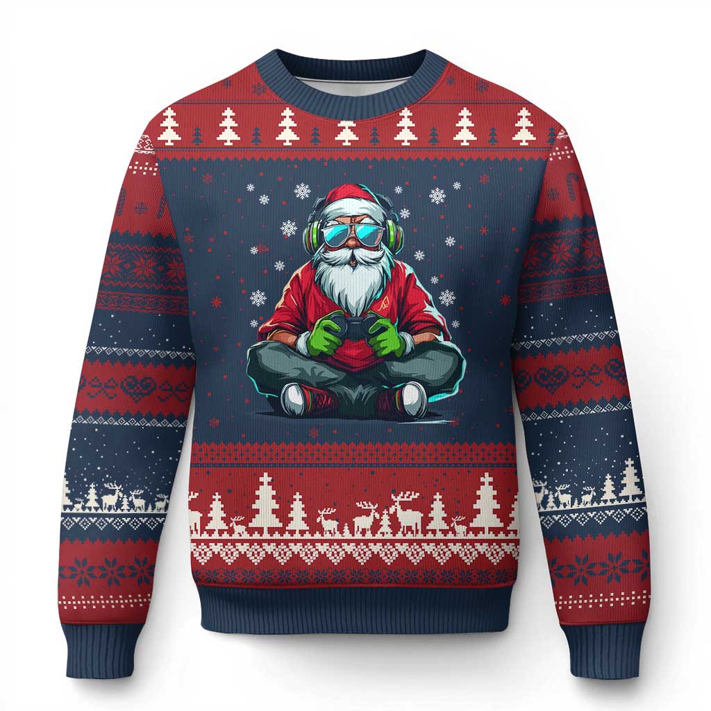 Funny Xmas Gamer Santa Claus Game Controller Ugly Christmas Sweater - Wonder Print Shop
