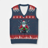 Funny Xmas Gamer Santa Claus Game Controller V-Neck Knit Sweater Vest - Wonder Print Shop