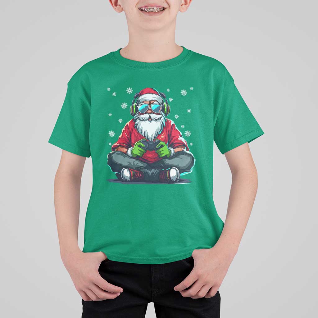 Funny Christmas Gamer Santa Claus Game Controller T Shirt For Kid - Wonder Print Shop