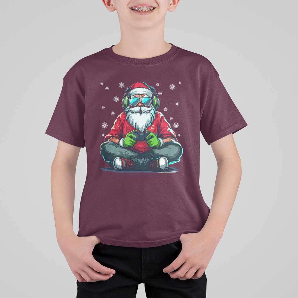 Funny Christmas Gamer Santa Claus Game Controller T Shirt For Kid - Wonder Print Shop