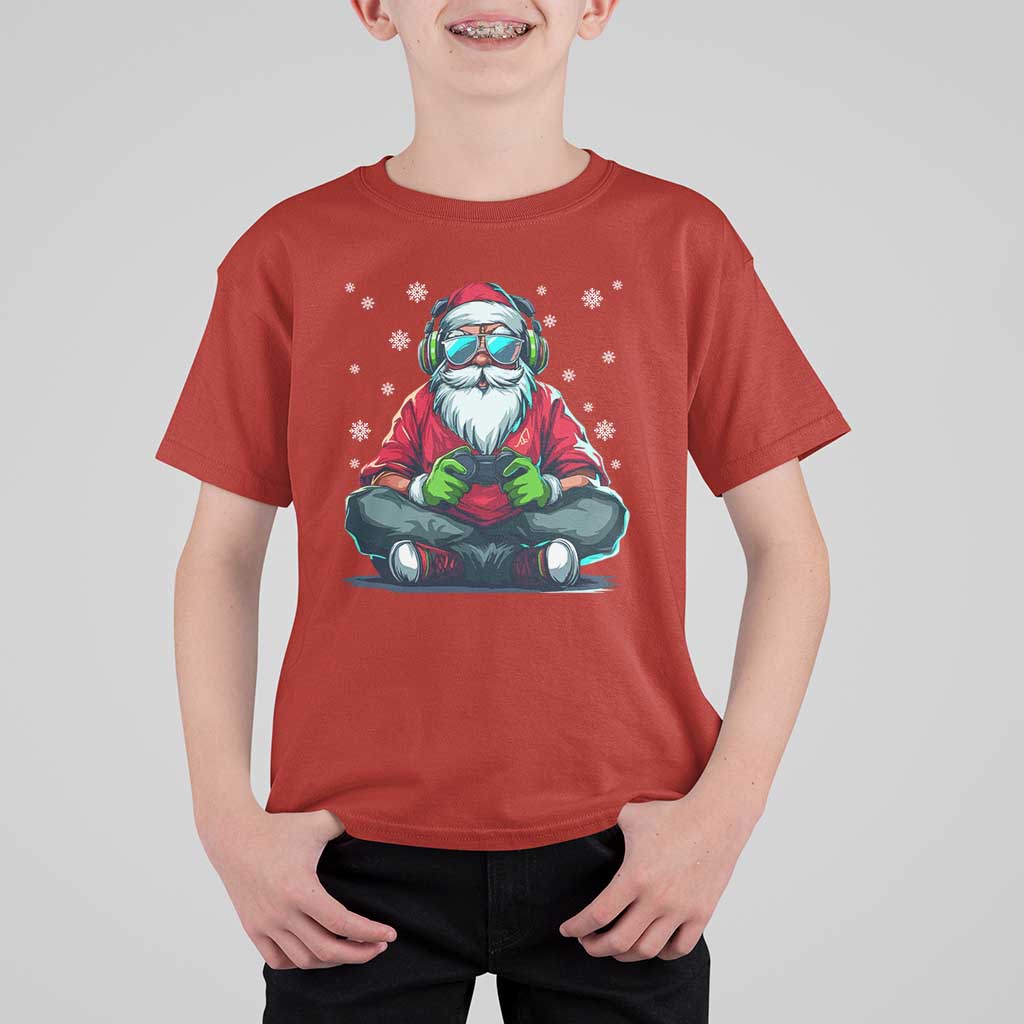 Funny Christmas Gamer Santa Claus Game Controller T Shirt For Kid - Wonder Print Shop
