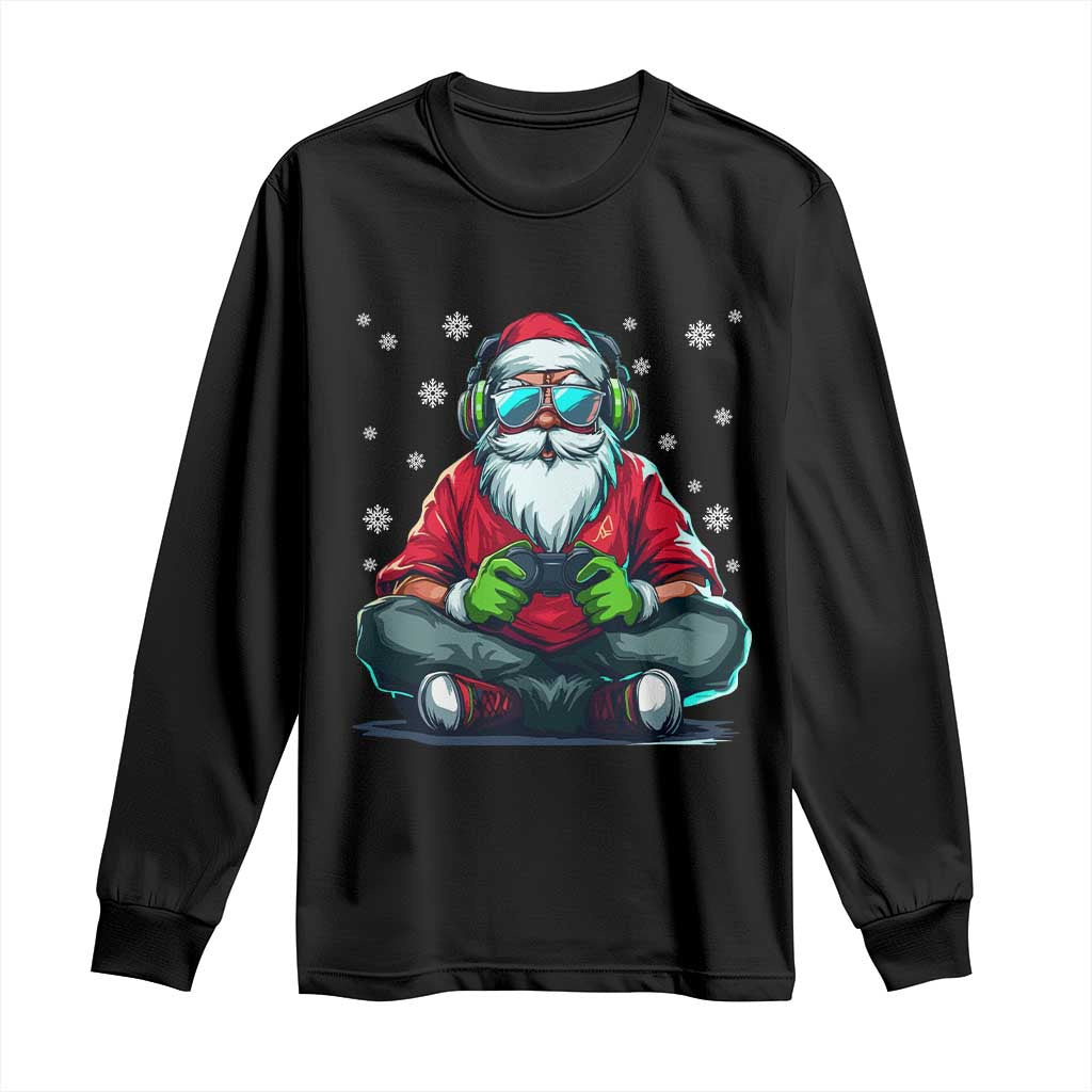 Funny Christmas Gamer Santa Claus Game Controller Long Sleeve Shirt - Wonder Print Shop