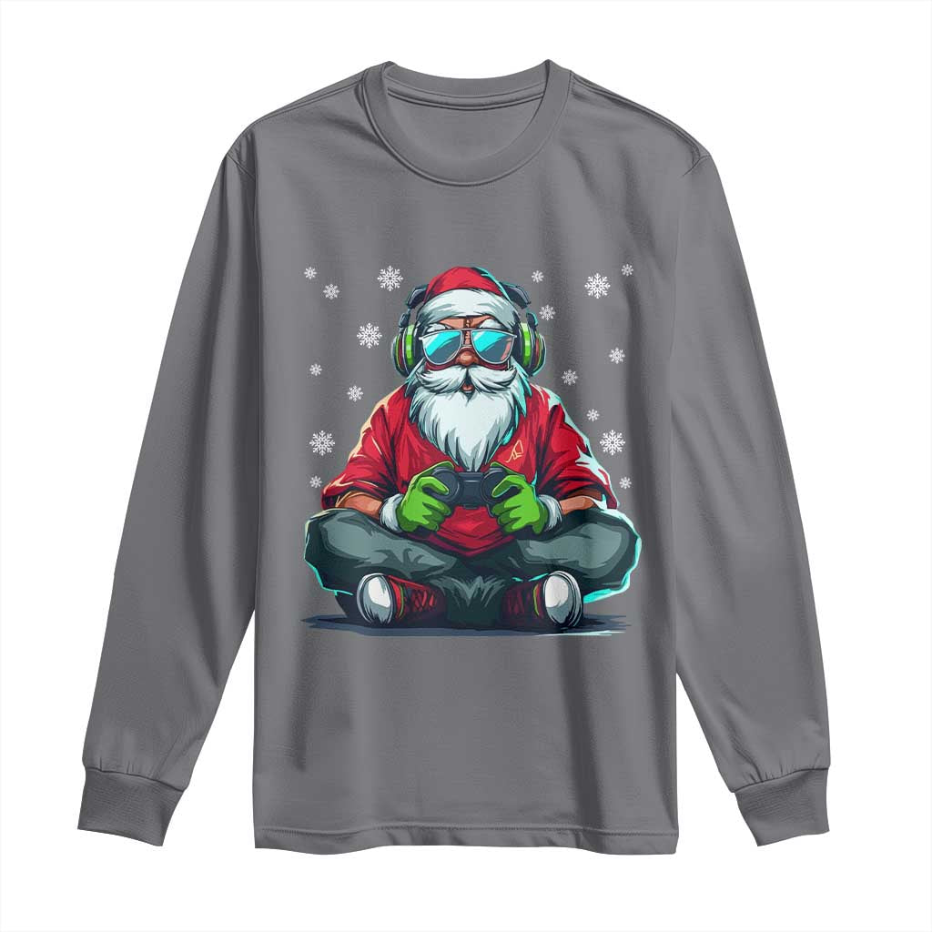 Funny Christmas Gamer Santa Claus Game Controller Long Sleeve Shirt - Wonder Print Shop