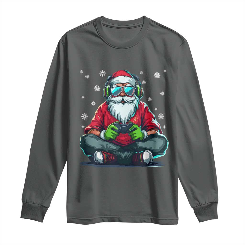 Funny Christmas Gamer Santa Claus Game Controller Long Sleeve Shirt - Wonder Print Shop