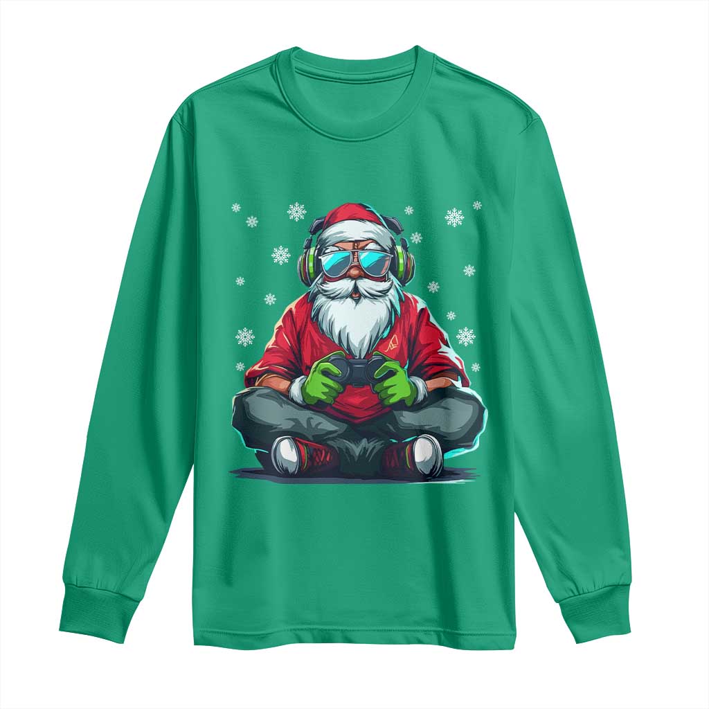 Funny Christmas Gamer Santa Claus Game Controller Long Sleeve Shirt - Wonder Print Shop