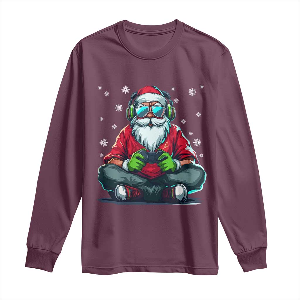 Funny Christmas Gamer Santa Claus Game Controller Long Sleeve Shirt - Wonder Print Shop