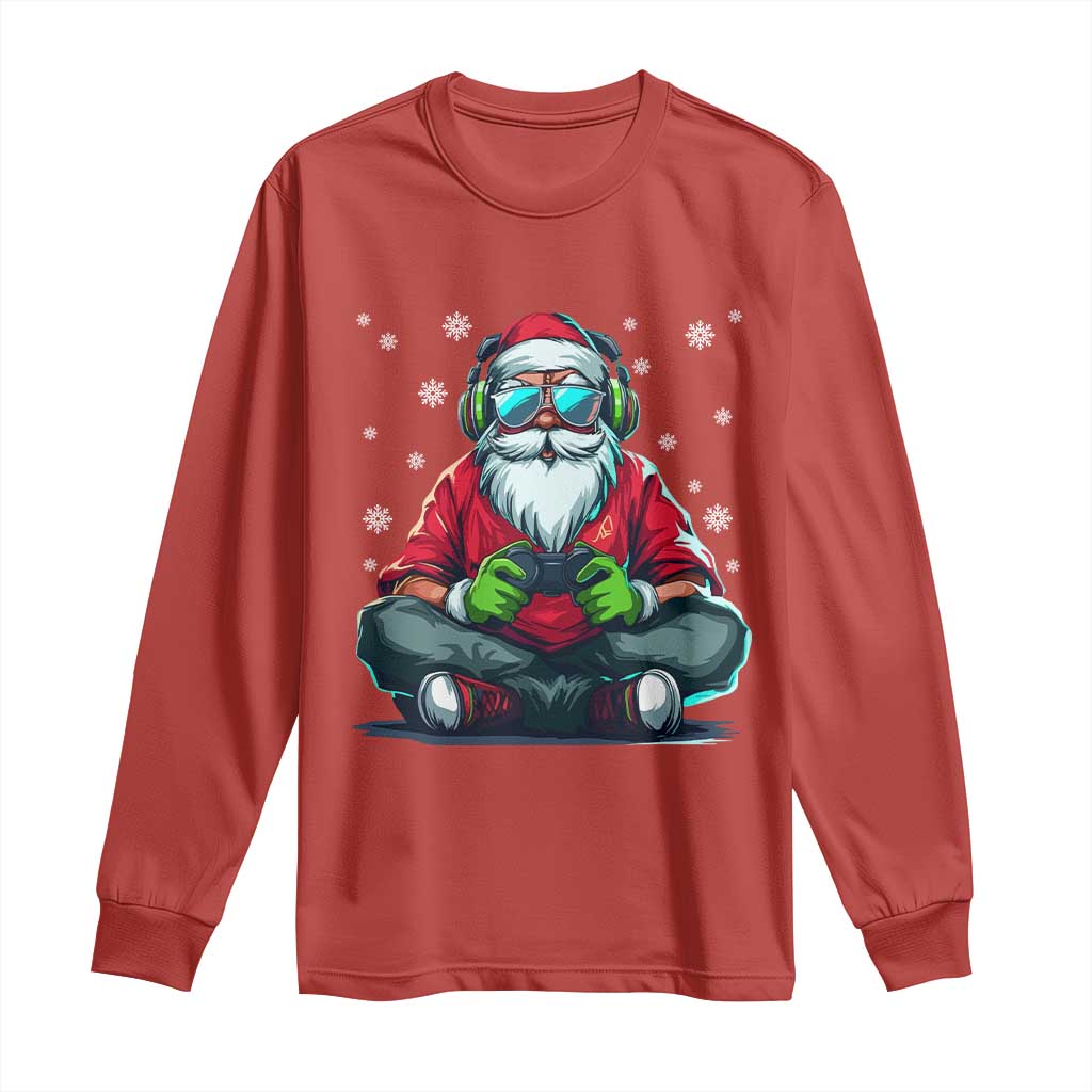 Funny Christmas Gamer Santa Claus Game Controller Long Sleeve Shirt - Wonder Print Shop