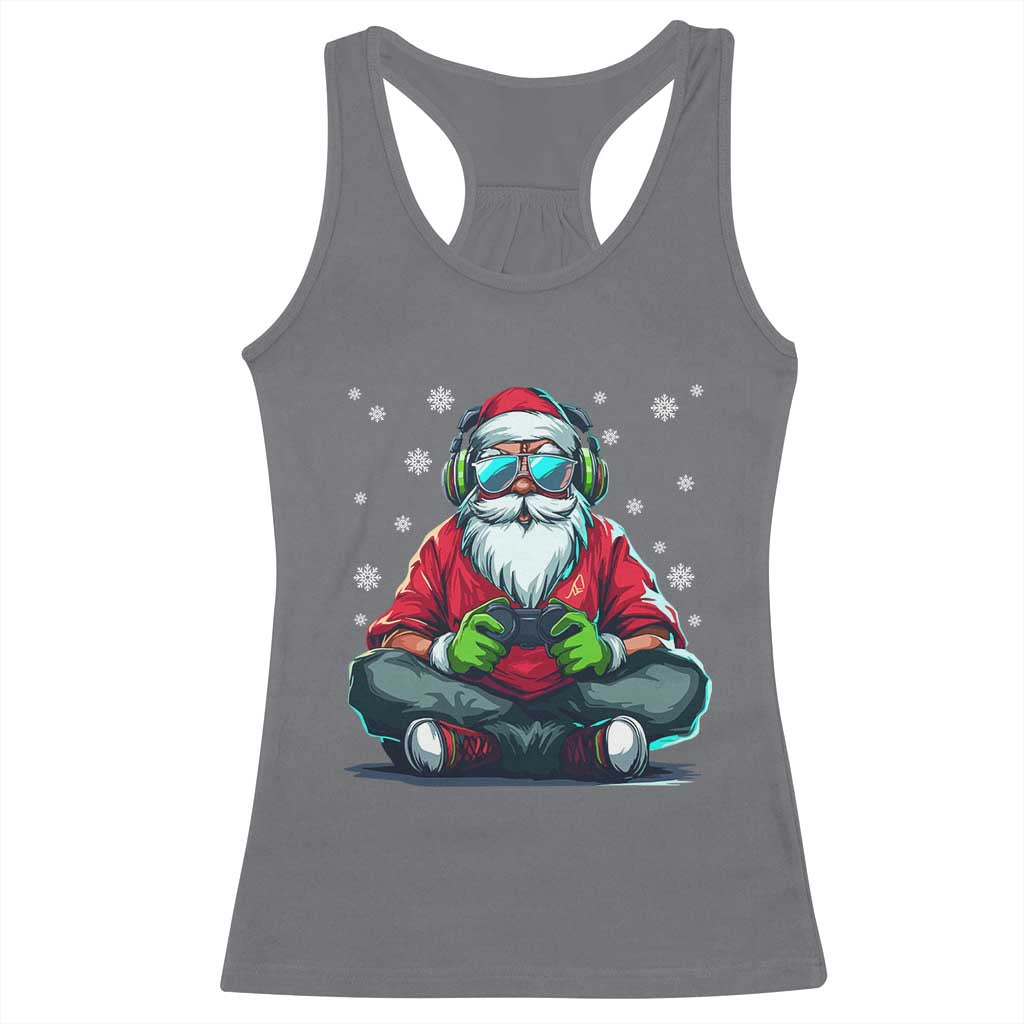Funny Christmas Gamer Santa Claus Game Controller Racerback Tank Top - Wonder Print Shop