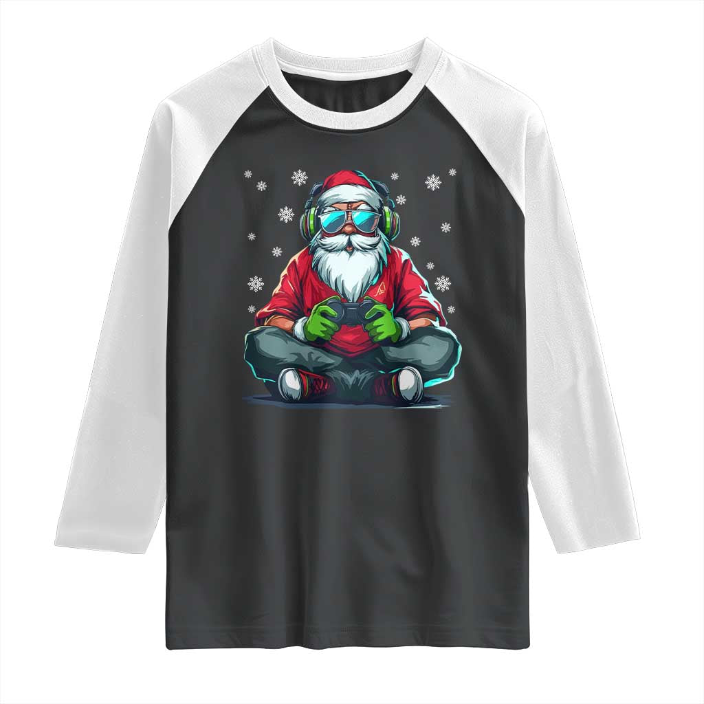 Funny Christmas Gamer Santa Claus Game Controller Raglan Shirt - Wonder Print Shop