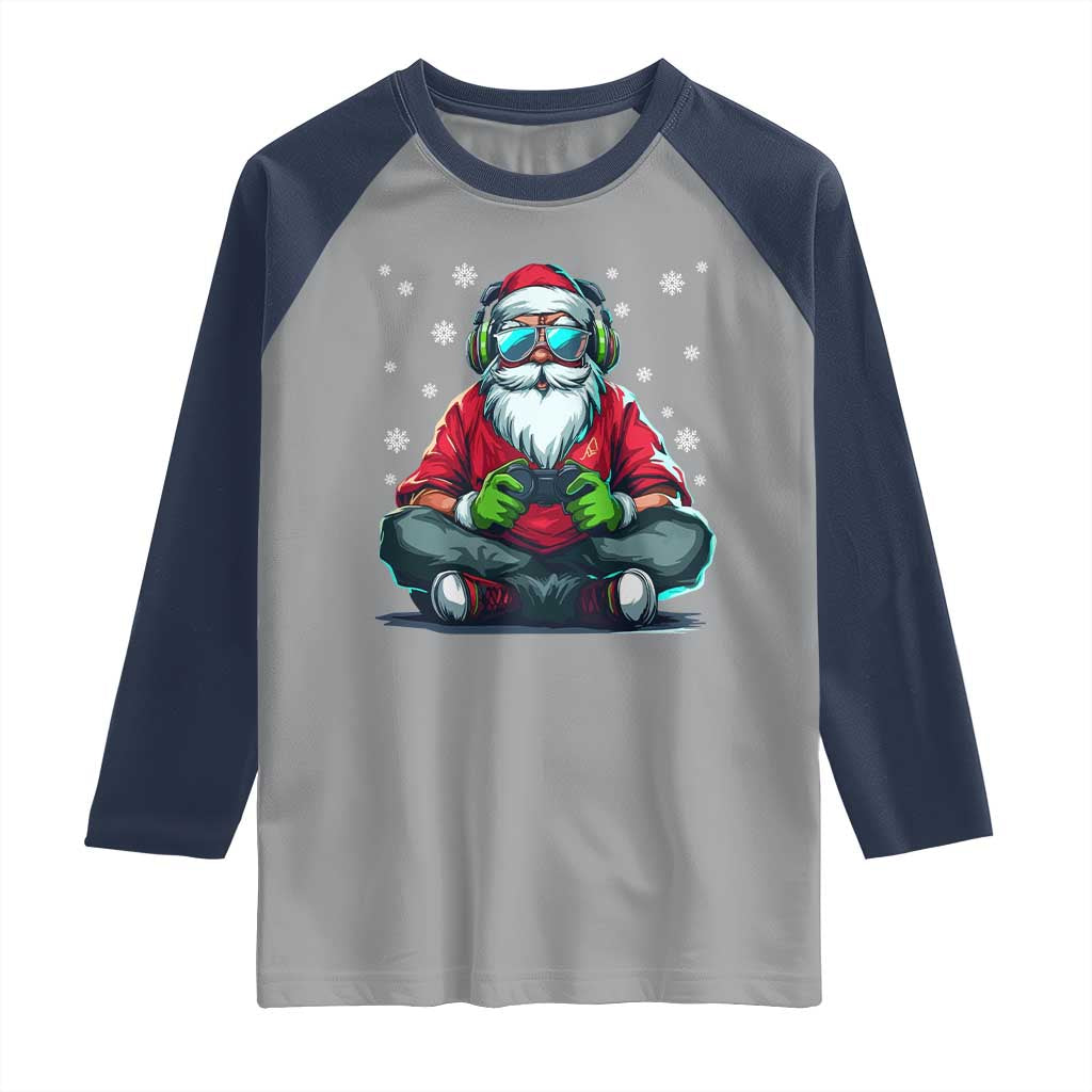 Funny Christmas Gamer Santa Claus Game Controller Raglan Shirt - Wonder Print Shop