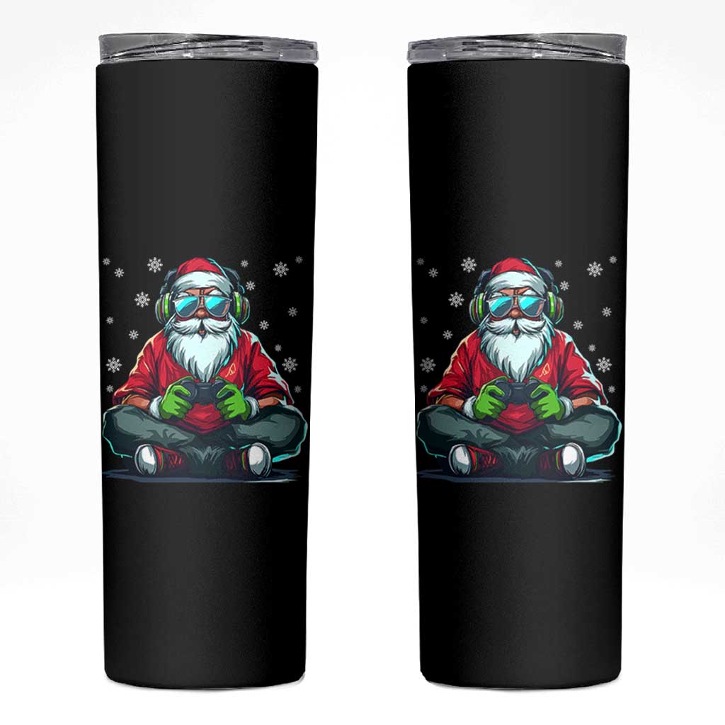 Funny Christmas Gamer Santa Claus Game Controller Skinny Tumbler - Wonder Print Shop
